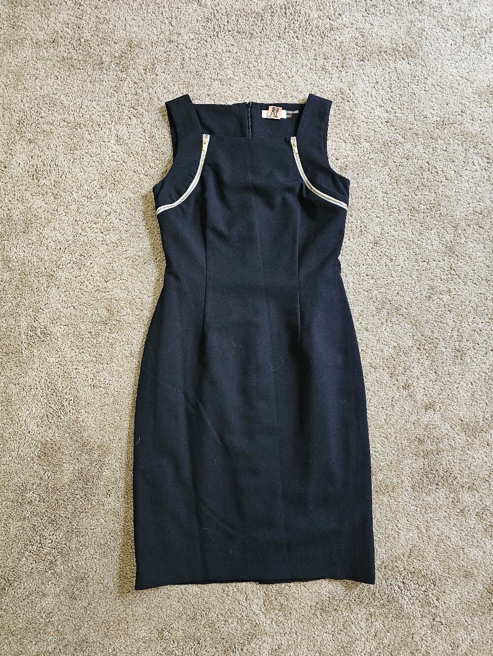 Black Sleeveless Sheath Dress with Silver Trim - Classic Work to Evening